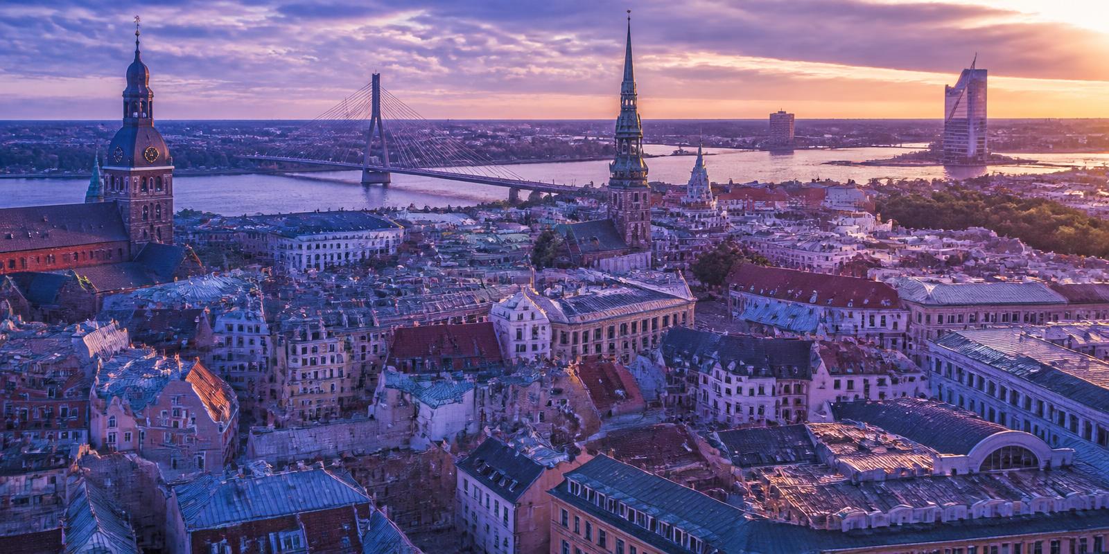 Rīga skyline at golden hour — DSS IT LATVIA serves clients across the Baltics
