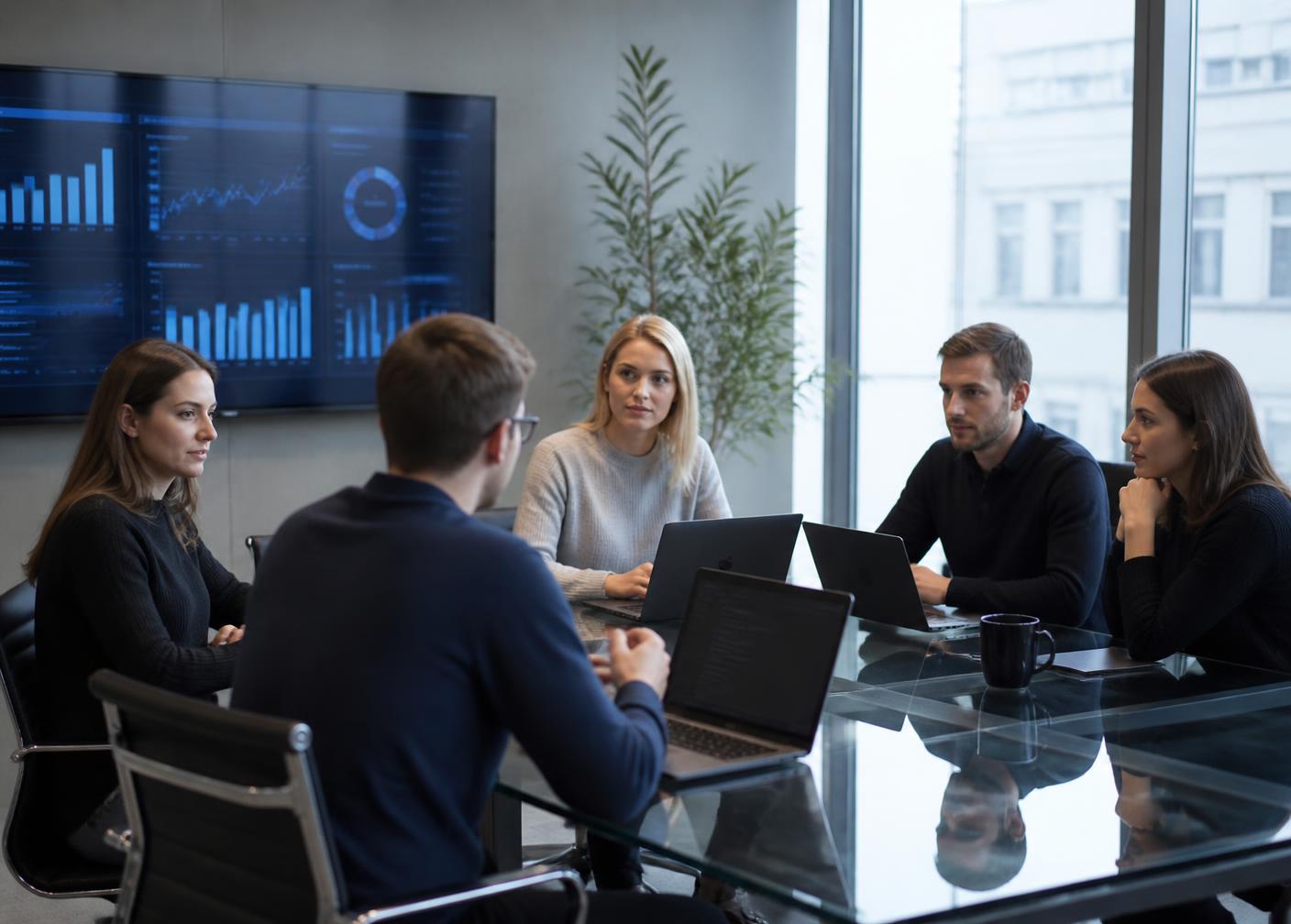 DSS IT LATVIA delivery team reviewing project analytics with a Baltic client